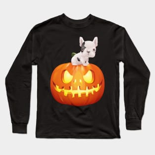 French Bulldog on Halloween Pumpkin Long Sleeve T-Shirt